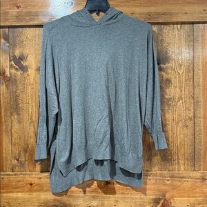 Lauren‎ Ralph Lauren Flowy Gray Hoodie with Faux Leather Elbow Patches Size 2X